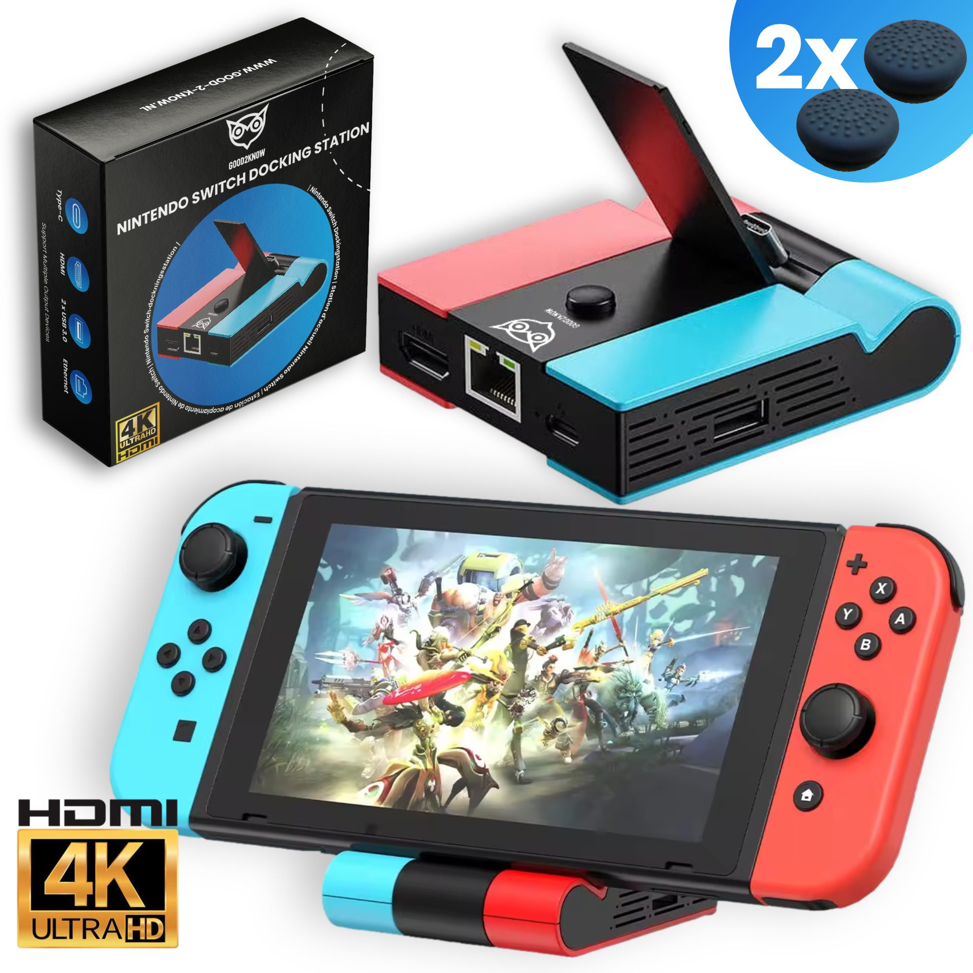 Nintendo Switch Dock Set - 5 in 1 Docking station geschikt voor Switch