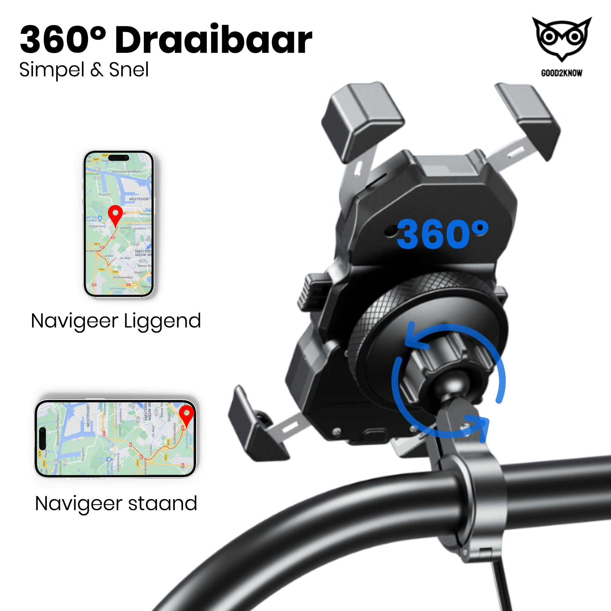 Telefoonhouder motor/ATV met anti-shock - Smartphone houder met anti-trillingsdempers - Met Draadloze Oplader - Telefoon standaard - 360º Draaibaar(G2K-67)