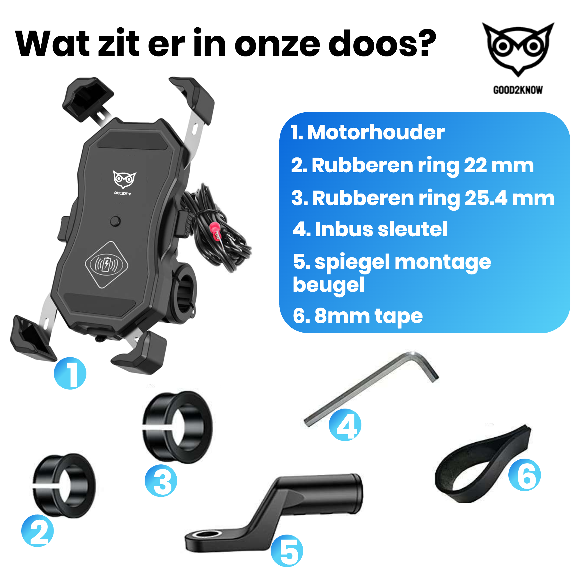 Telefoonhouder motor/ATV met anti-shock - Smartphone houder met anti-trillingsdempers - Met Draadloze Oplader - Telefoon standaard - 360º Draaibaar(G2K-67)