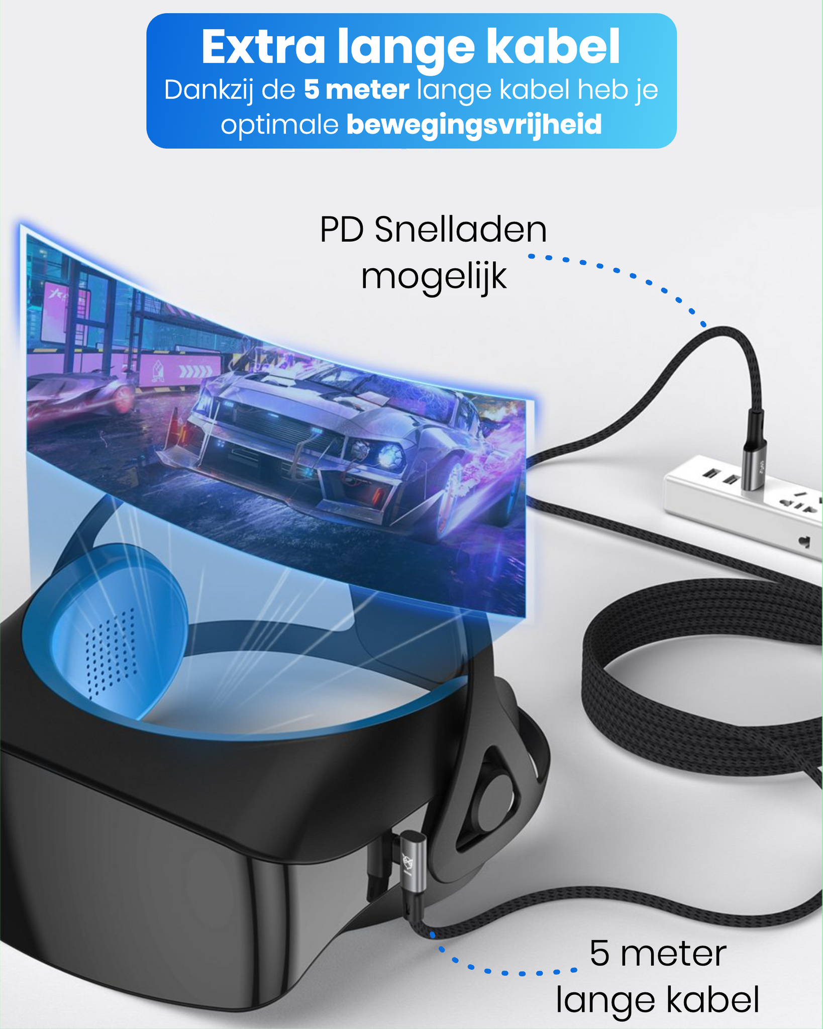 Good2Know Oculus Quest 2, 1 en Meta 3 Link kabel - USB A - 5 Meter - VR bril