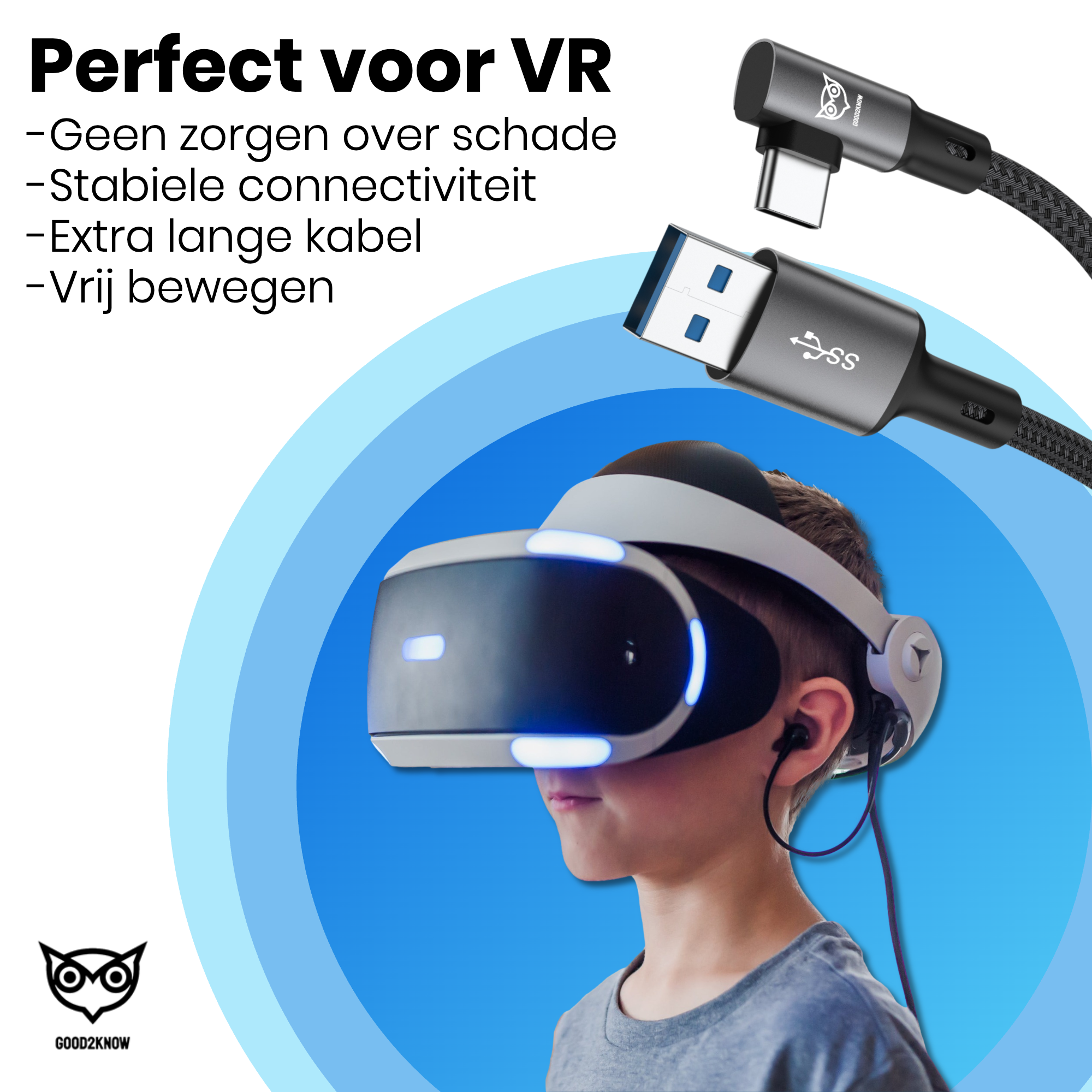 VR Cable suitable for Oculus Quest 2, 1 and Meta 3 Link cable - USB A