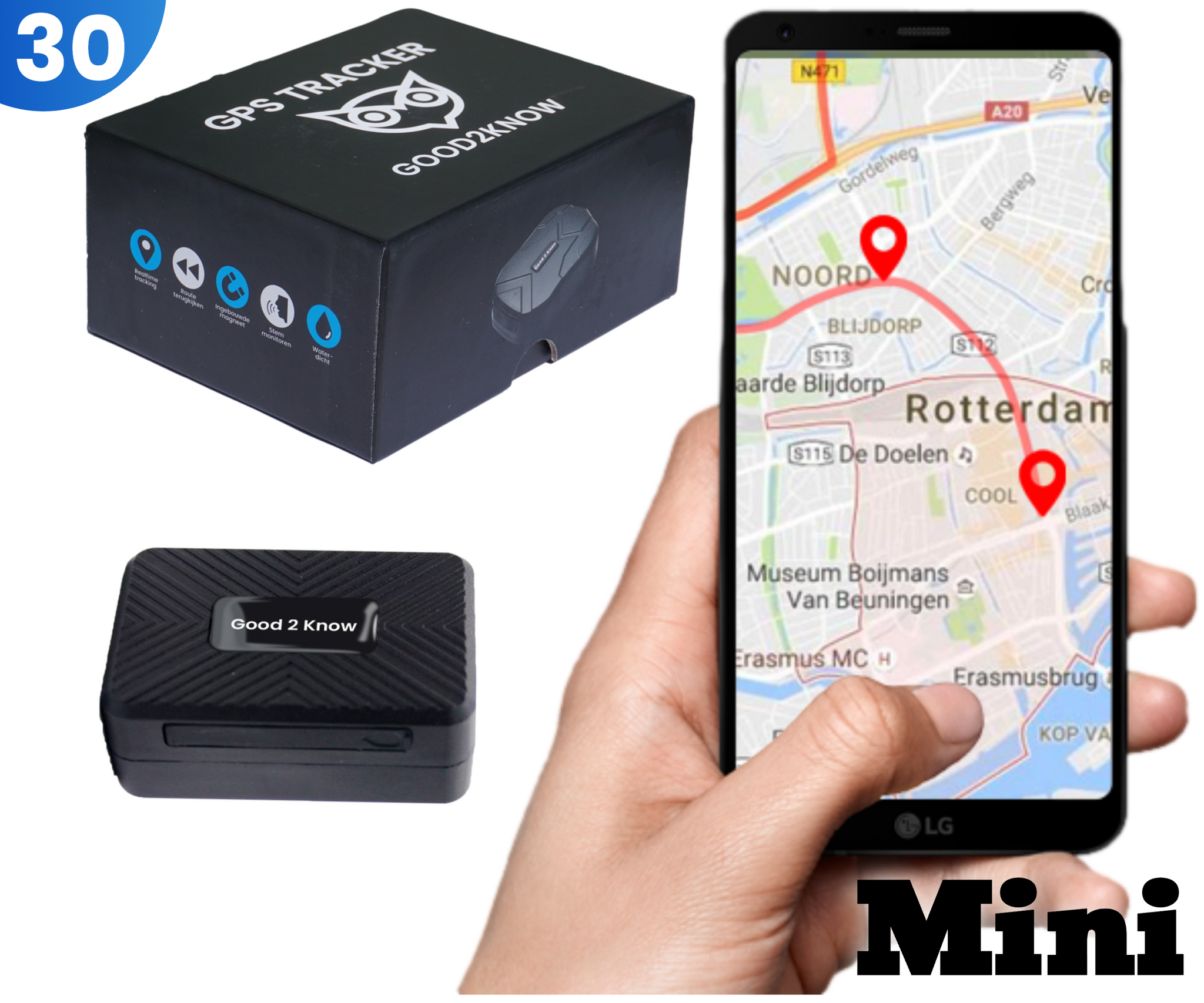 GPS tracker MINI 30 dagen Inclusief Simkaart & Zonder Abonnement(G2K-52)