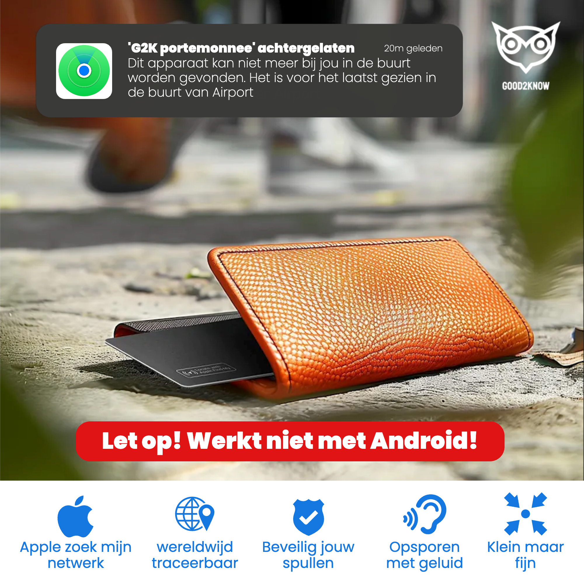 Airtag Wallet – Airtag kaart – Airtag geschikt voor pasjeshouder en portemonnee – Wallet tracker –Mini dunne kaart tracker