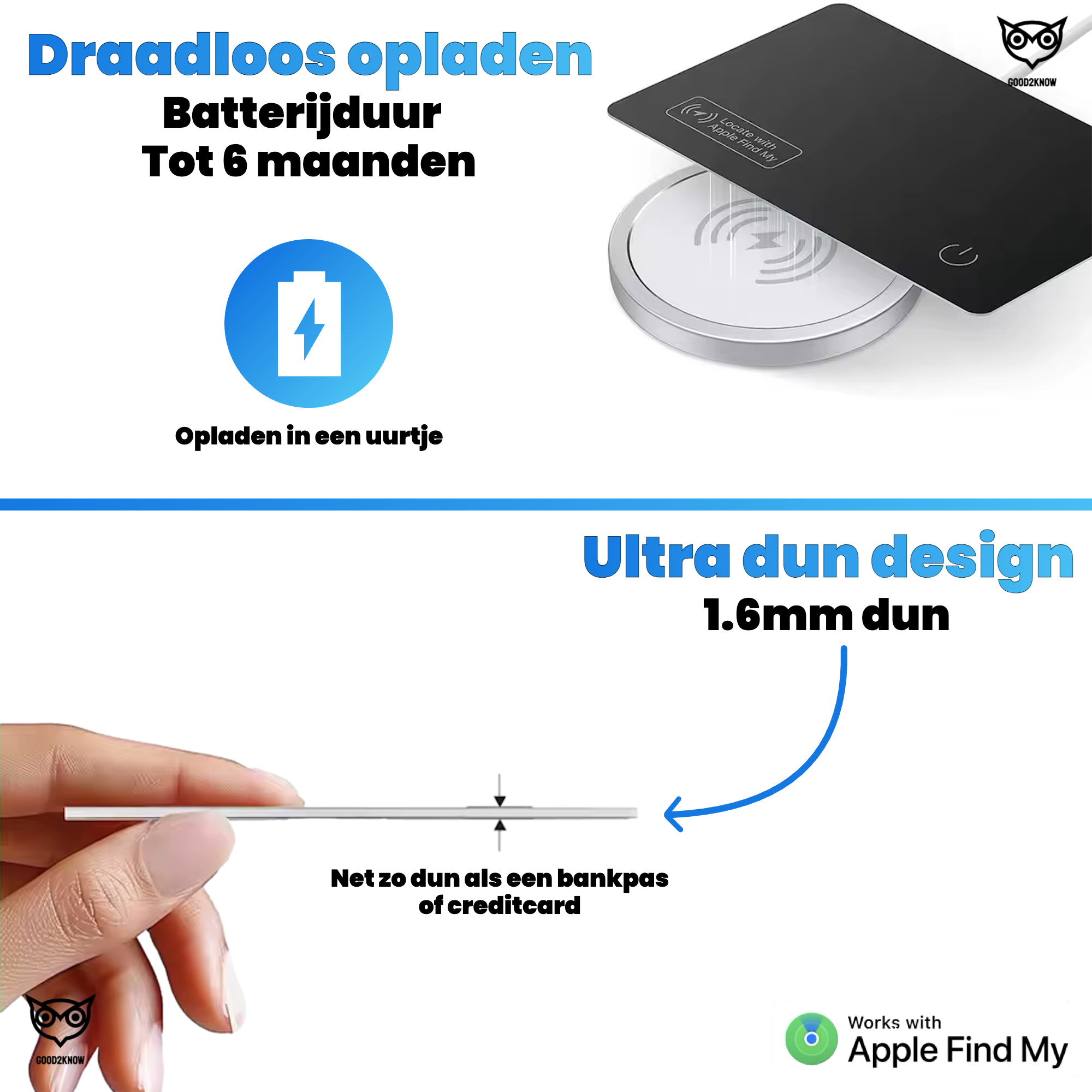 Airtag Wallet – Airtag kaart – Airtag geschikt voor pasjeshouder en portemonnee – Wallet tracker –Mini dunne kaart tracker