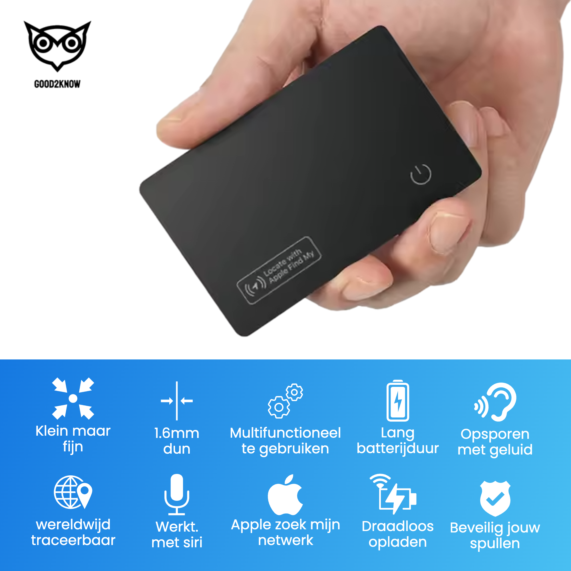Airtag Wallet – Airtag kaart – Airtag geschikt voor pasjeshouder en portemonnee – Wallet tracker –Mini dunne kaart tracker