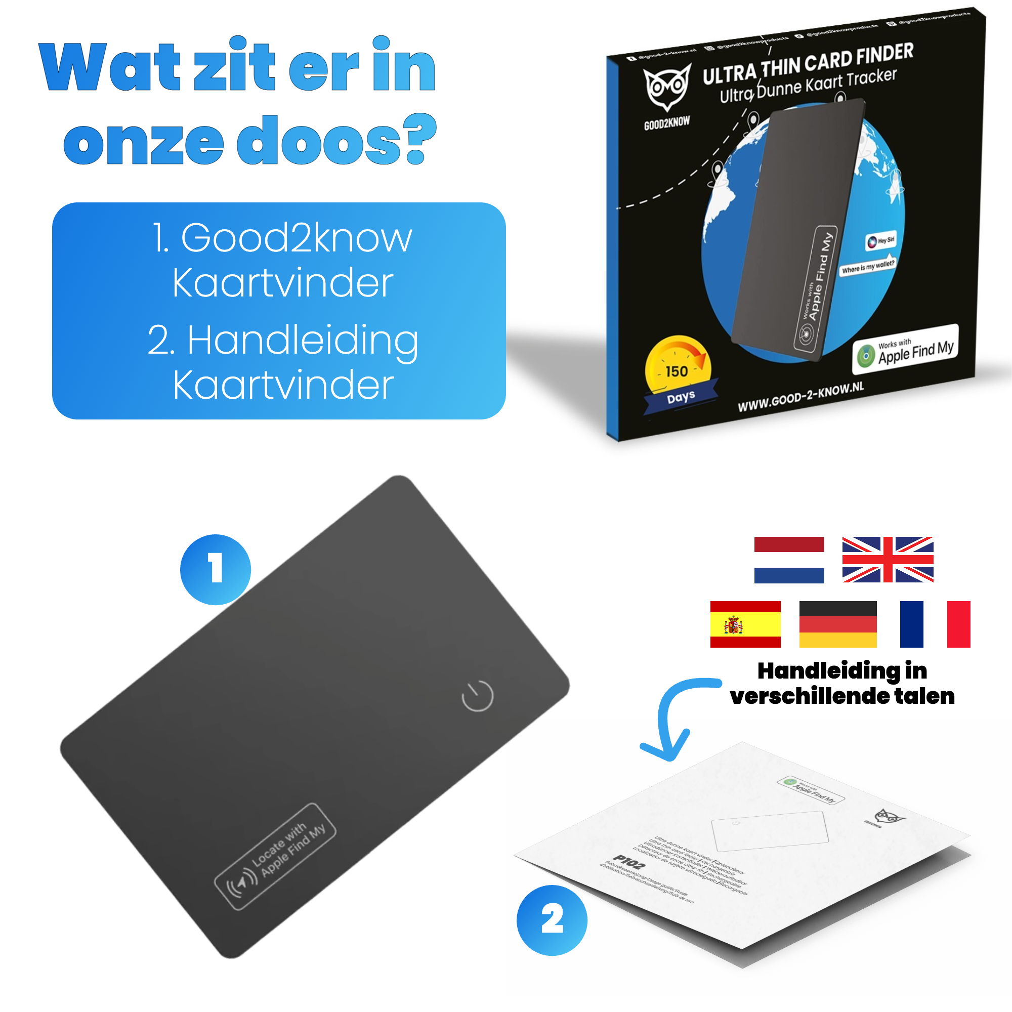 Airtag Wallet – Airtag kaart – Airtag geschikt voor pasjeshouder en portemonnee – Wallet tracker –Mini dunne kaart tracker
