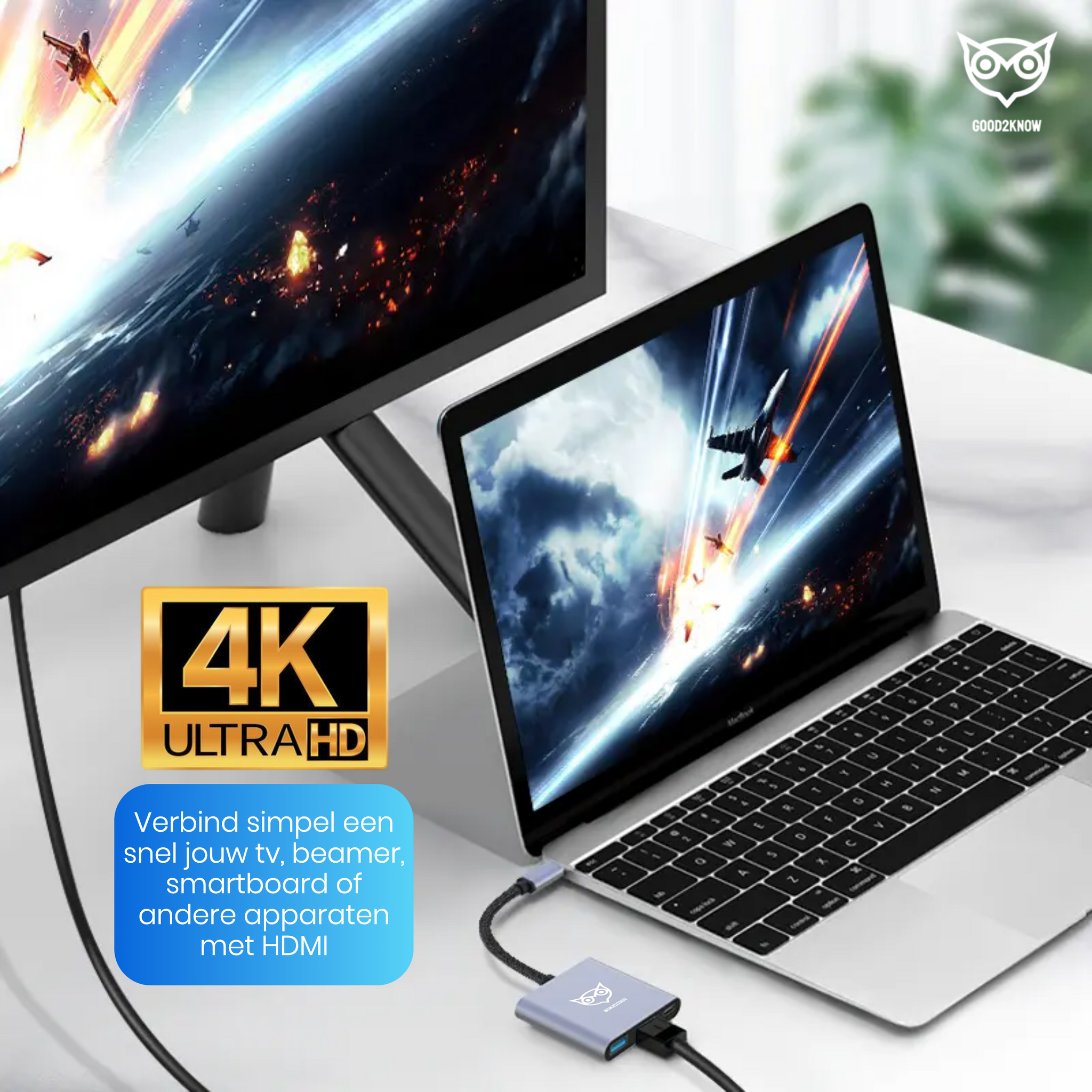 3 in 1 usb c adapter - usb c naar HDMI - 4K@60hz HDMI - PD usbc - USB 3.0