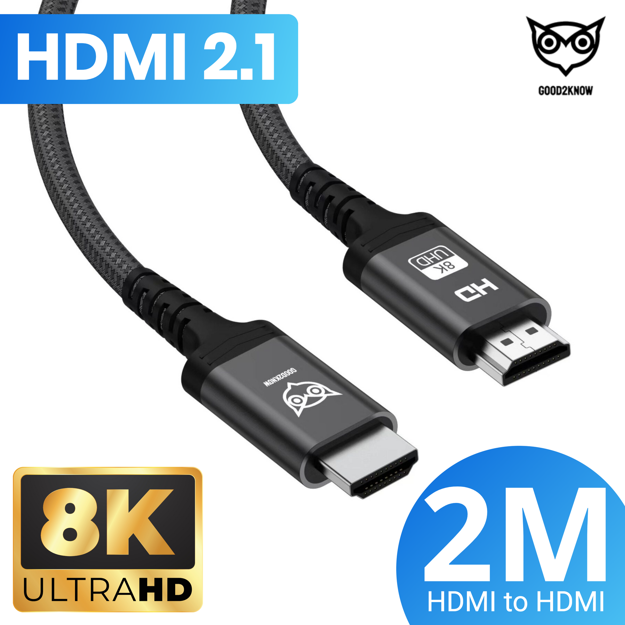 8K HDMI naar HDMI kabel 2 meter UHD