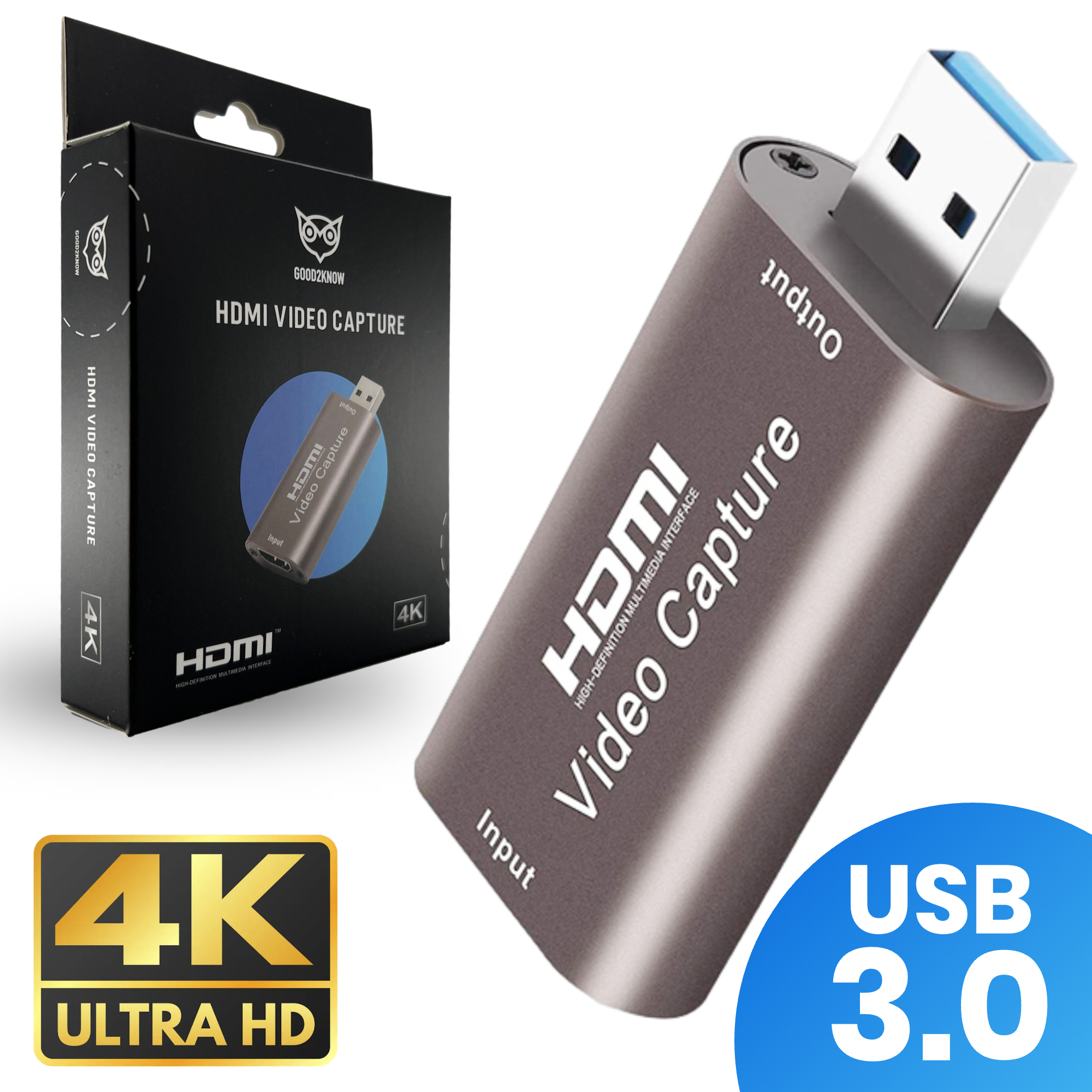 Good2know Capture Card HDMI naar USB 3.0 4K Game Capture
