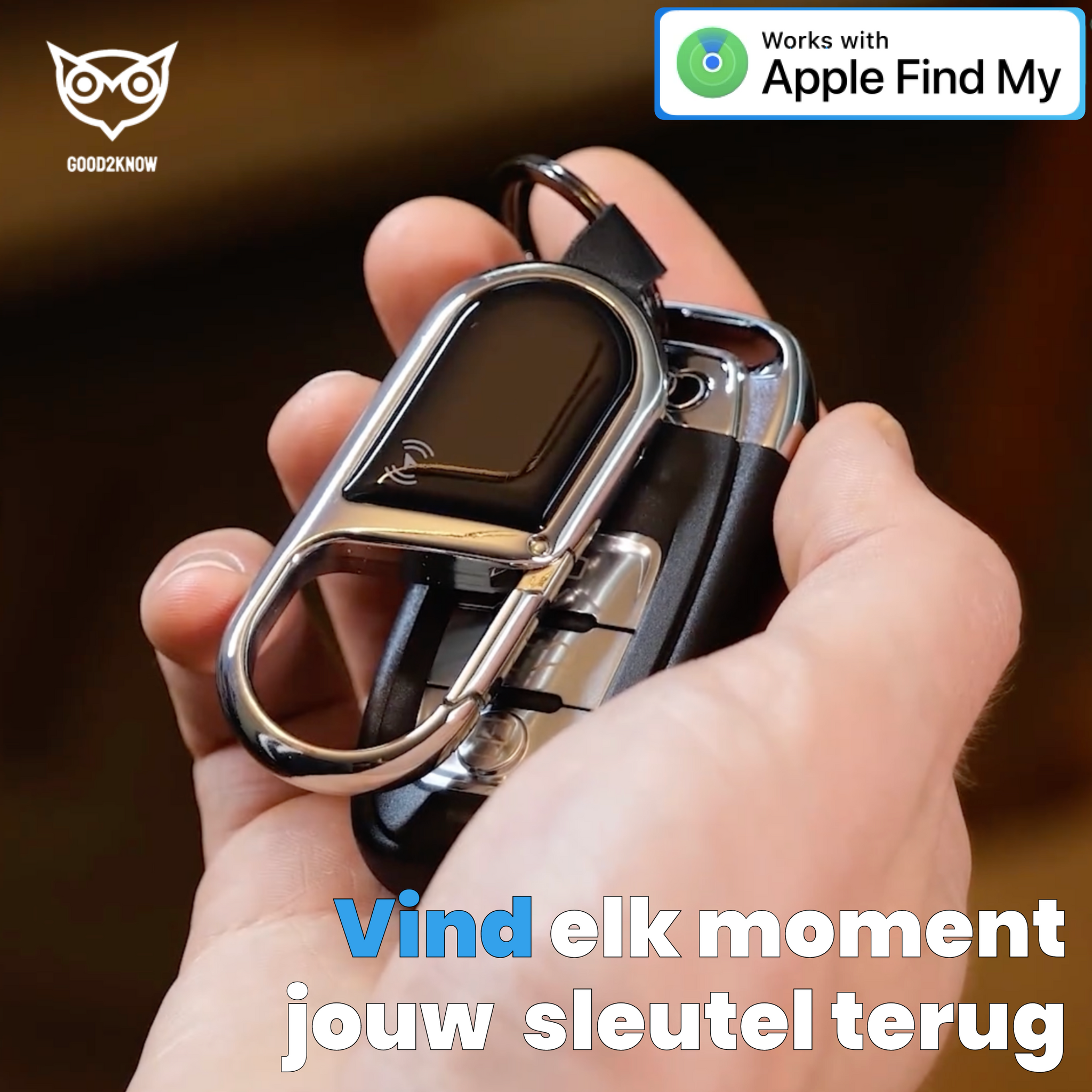 Airtag Sleutelhanger Zwart - Keyfinder - GPS Tracker - Sleutelvinder met geluid – GPS Sleutelhanger Tracker – Waterdicht – Werkt met Apple Zoek Mijn