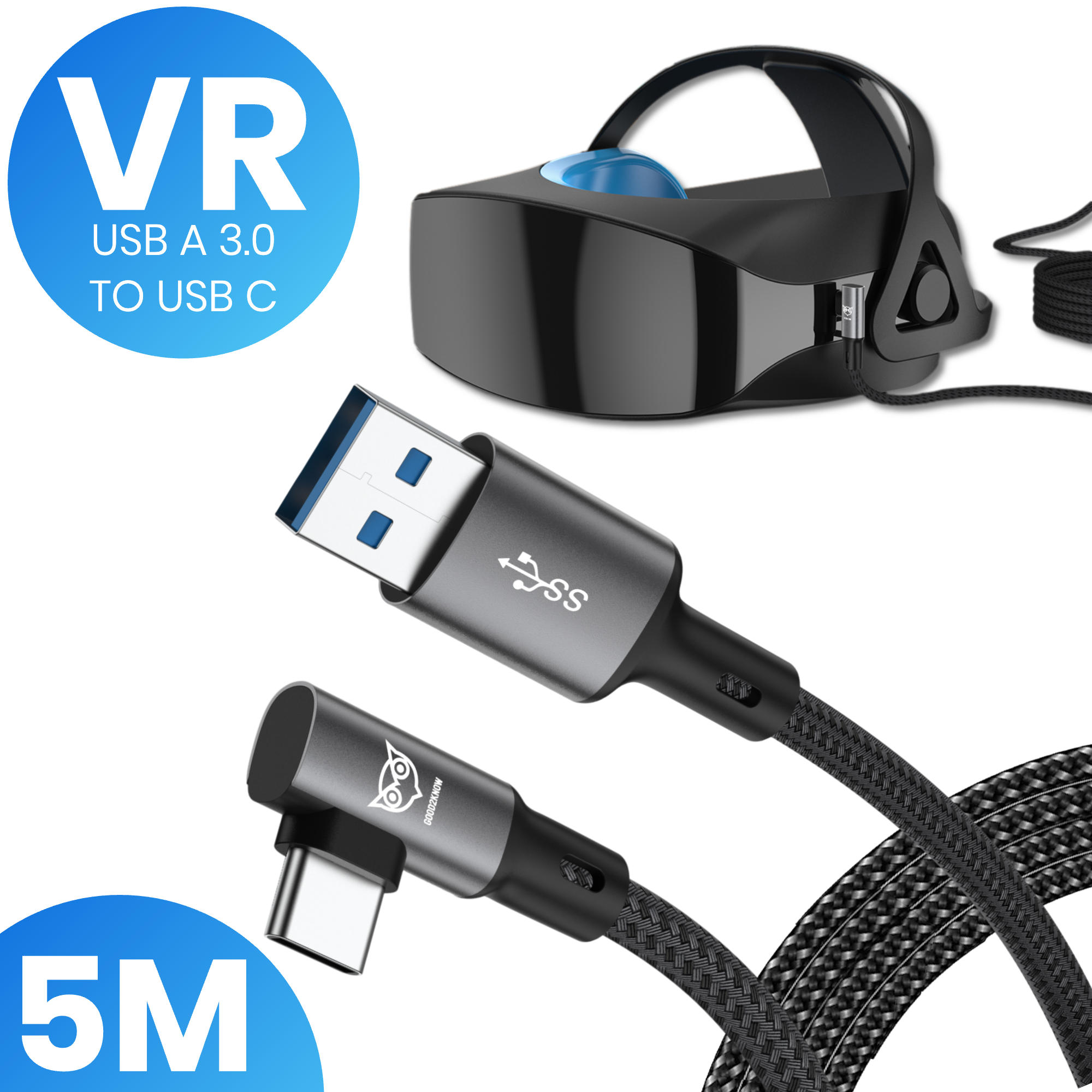 VR Cable suitable for Oculus Quest 2, 1 and Meta 3 Link cable - USB A