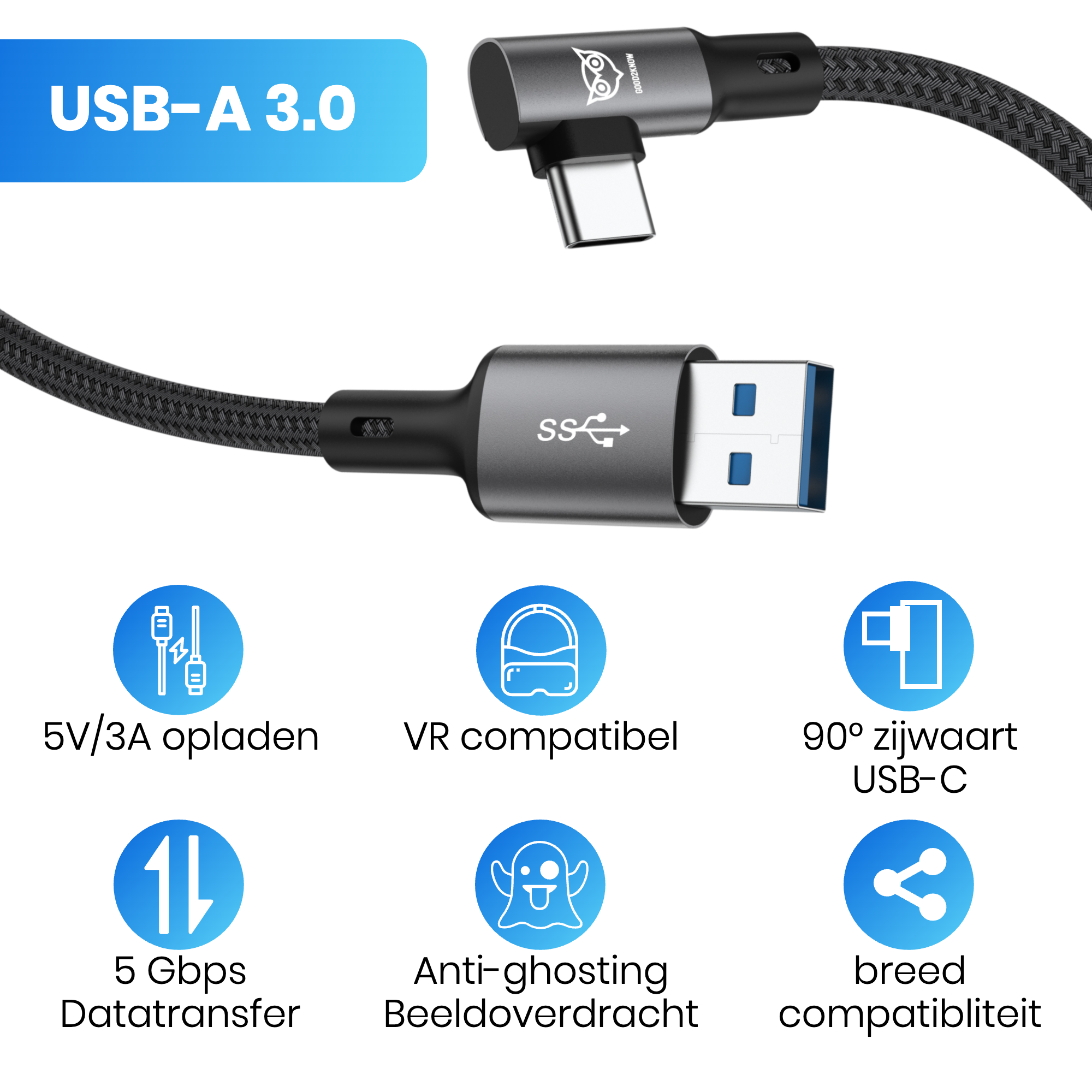 VR Cable suitable for Oculus Quest 2, 1 and Meta 3 Link cable - USB A