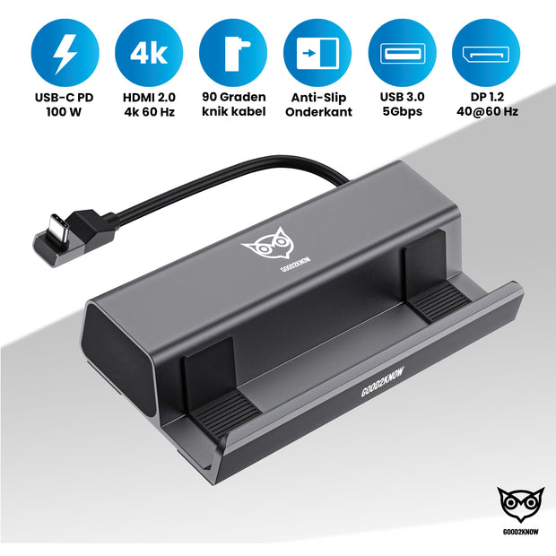 Good2know Steam Deck Dock - Multifunctioneel Docking station voor valve Steam Deck console, switch, ipad - 7 in 1 - 4k hdmi - Ethernet - PD - Met display poort