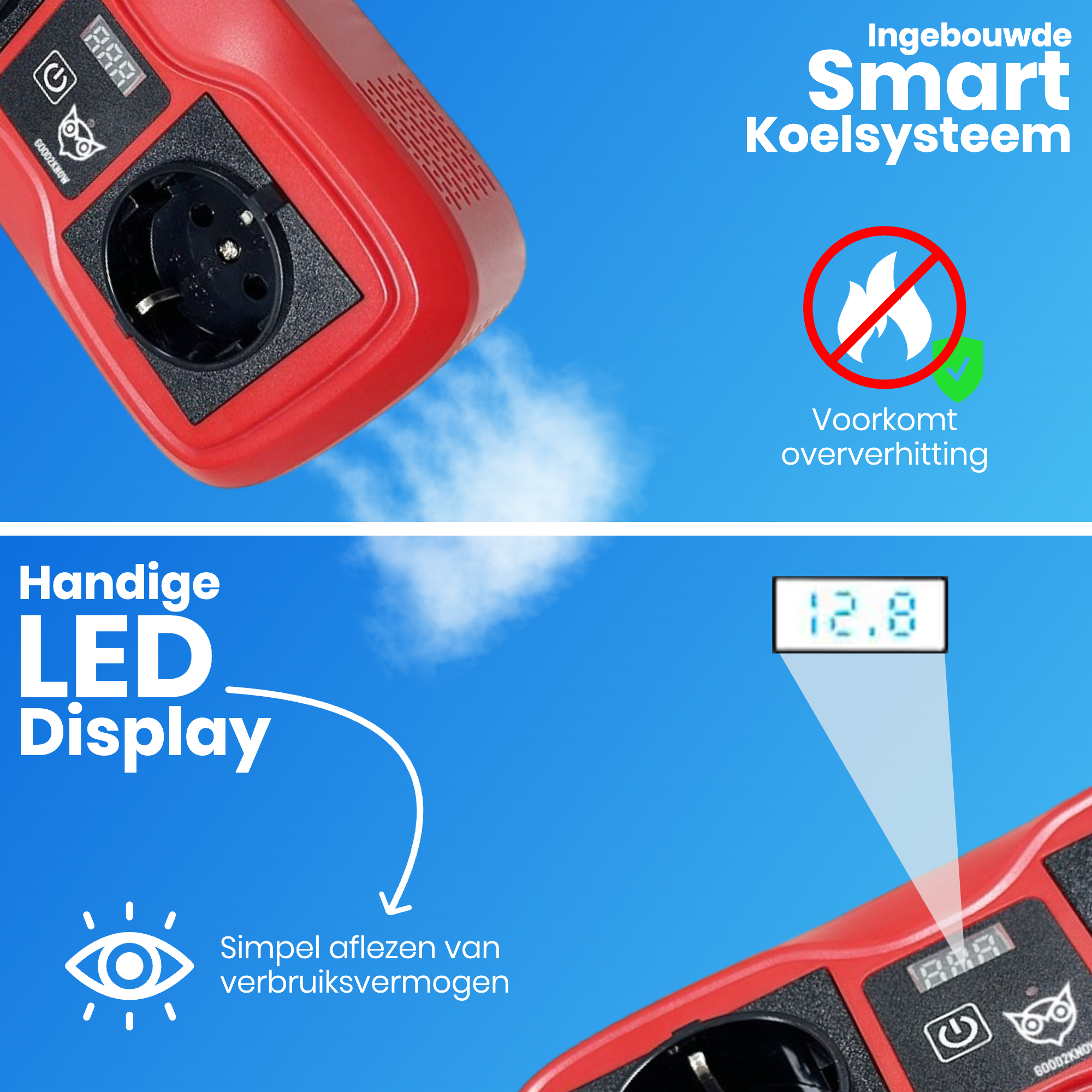 Auto Omvormer 12V 230V – Spanningsomvormer – Auto stopcontact omvormer - Sigarettenaansteker Splitter – 2 Stopcontacten, 2 usb-a poorten, 2 usb-c poorten, 1 aanstekerpoort - ROOD [G2K-77]