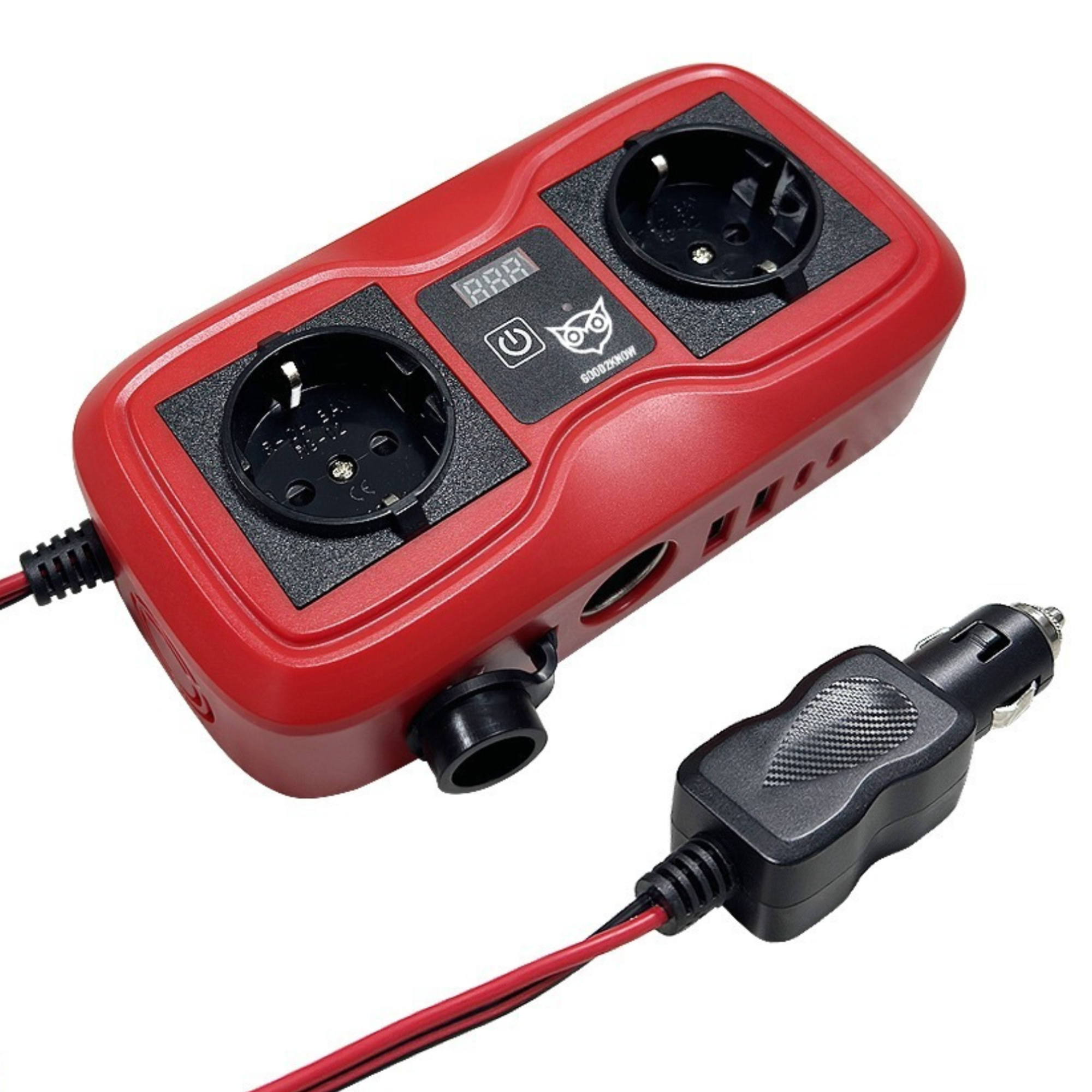 Auto Omvormer 12V 230V – Spanningsomvormer – Auto stopcontact omvormer - Sigarettenaansteker Splitter – 2 Stopcontacten, 2 usb-a poorten, 2 usb-c poorten, 1 aanstekerpoort - ROOD [G2K-77]
