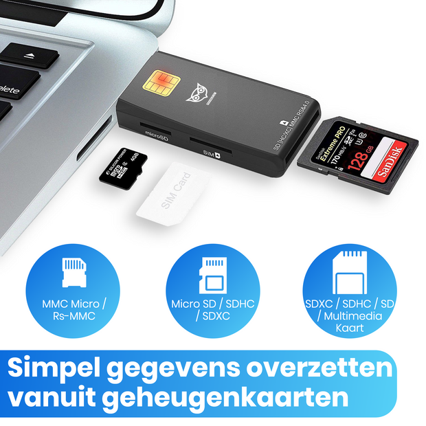 Good2know Id Kaartlezer – USB – Compact 2022 model - Geheugenkaartlezer – België – Mac, Windows