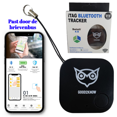 Good2know Key Finder - Keychain - Black - Gps tracker - Bleutooth Keyfinder - Cr 2032 &amp; cord - Airtag