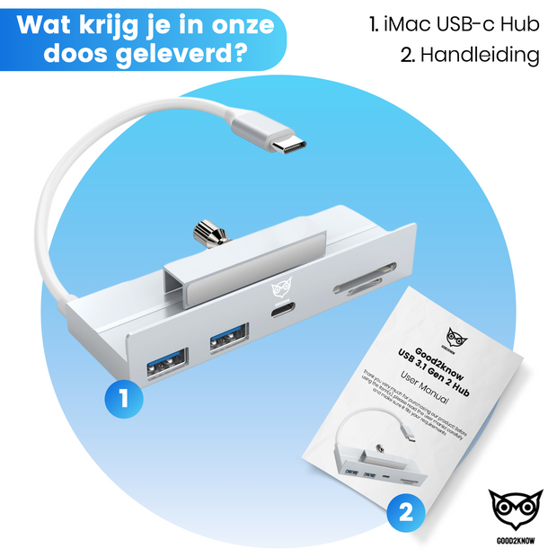 Good2know iMac hub - USB-C - Gen2 - 5 in 1 - Geschikt voor iMac 24 inch, iMac 27 inch