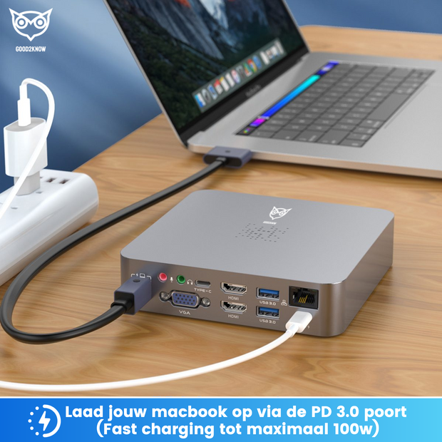 Good2know Macbook Hub - Docking station - 18 in 2 - 4k HDMI - Usb Splitter - Only Suitable for Macbook Air and Macbook Pro 