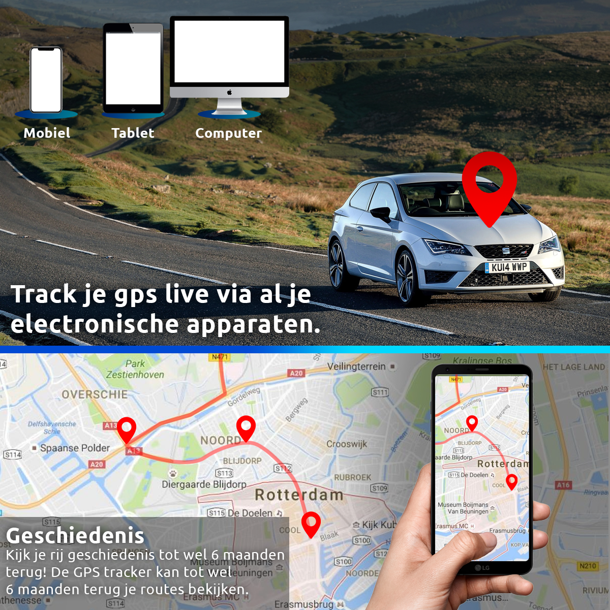 GPS tracker 90 dagen Inclusief Simkaart & Zonder Abonnement