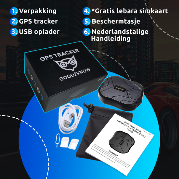 Good2Know GPS tracker – Inclusief Simkaart & Zonder Abonnement – 90 dagen - Geschikt Alle Voertuigen - NL handleiding