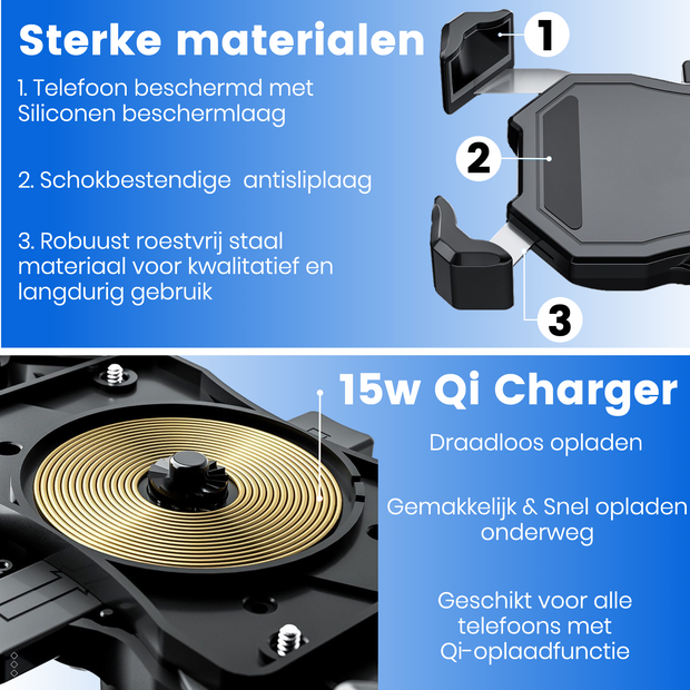 Good2know Telefoonhouder motor/ATV - Smartphone houder - Met Draadloze Oplader - Telefoon standaard – 360º Draaibaar