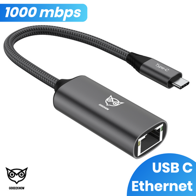 Good2know Ethernet adapter USB-C - Rj45 - USB C naar Ethernet adapter - Internet adapter - 20CM - Aluminium behuizing