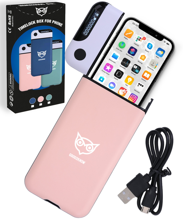 Good2know Phone Safe with Time Lock - Pink - Timer - For one phone - Safe - Kitchen Safe - more Focus &amp; Self-discipline - study aid
