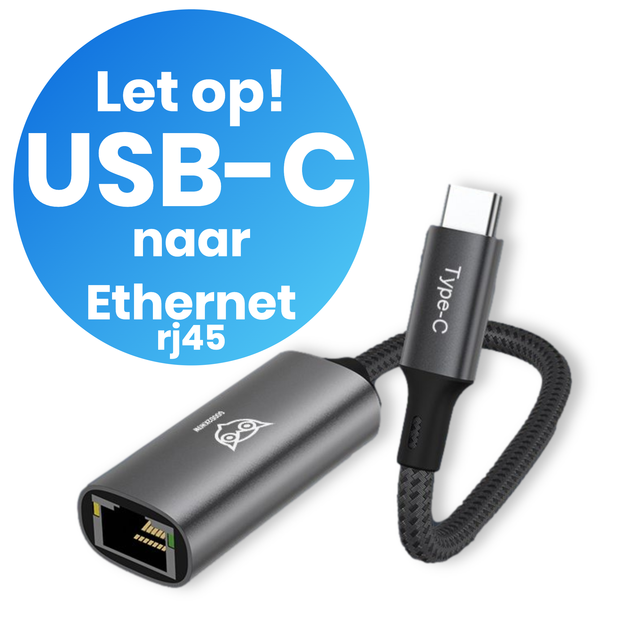 Ethernet adapter USB-C Rj45 USB C naar Internet Adapter 20CM