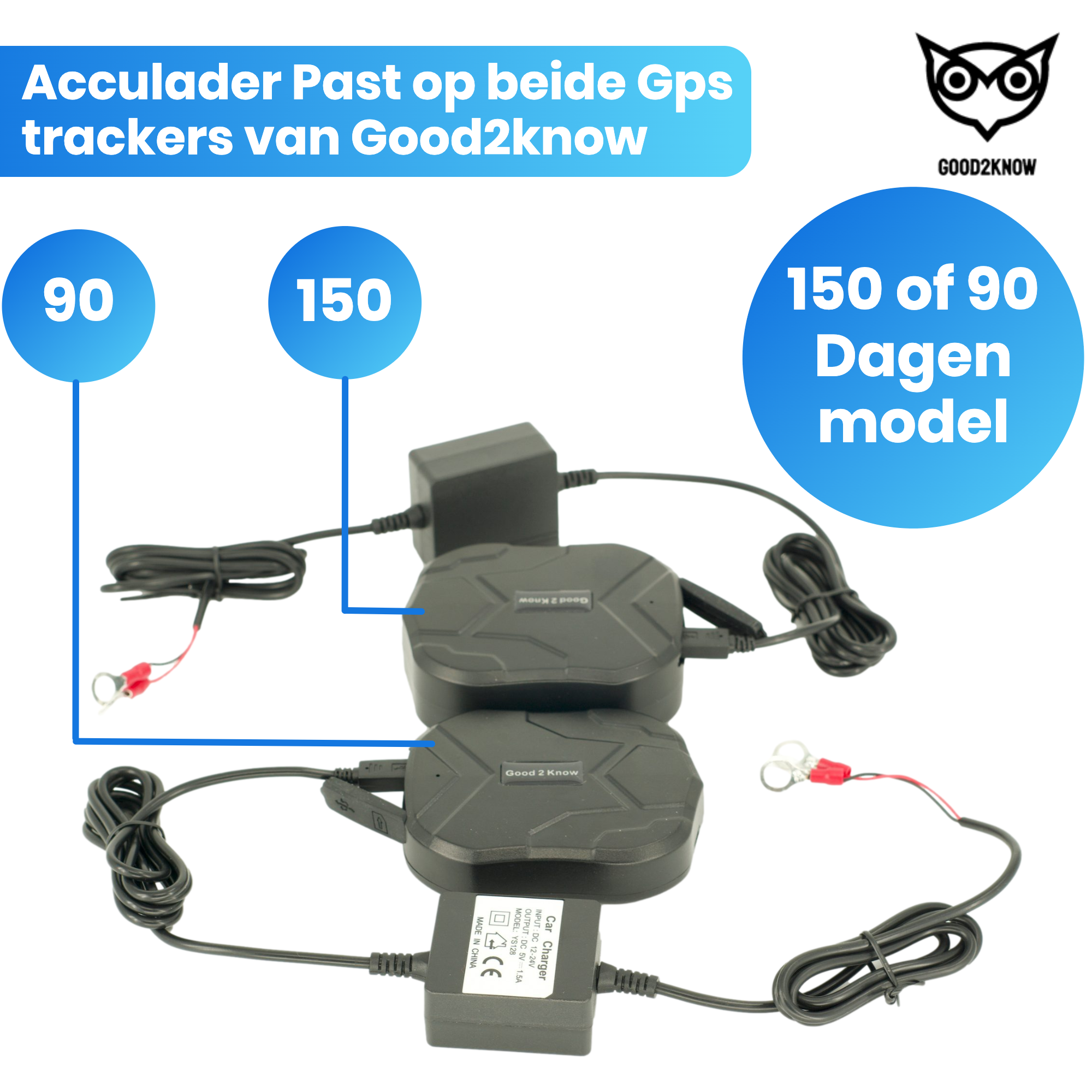 Acculader voor GPS Trackers Autolader Oplader Gps