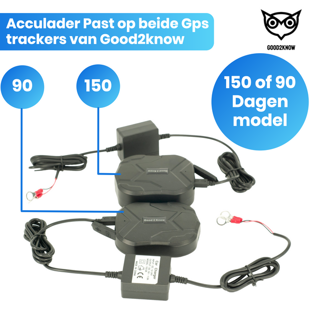 Good2know Acculader voor GPS Trackers - Autolader - Oplader Gps