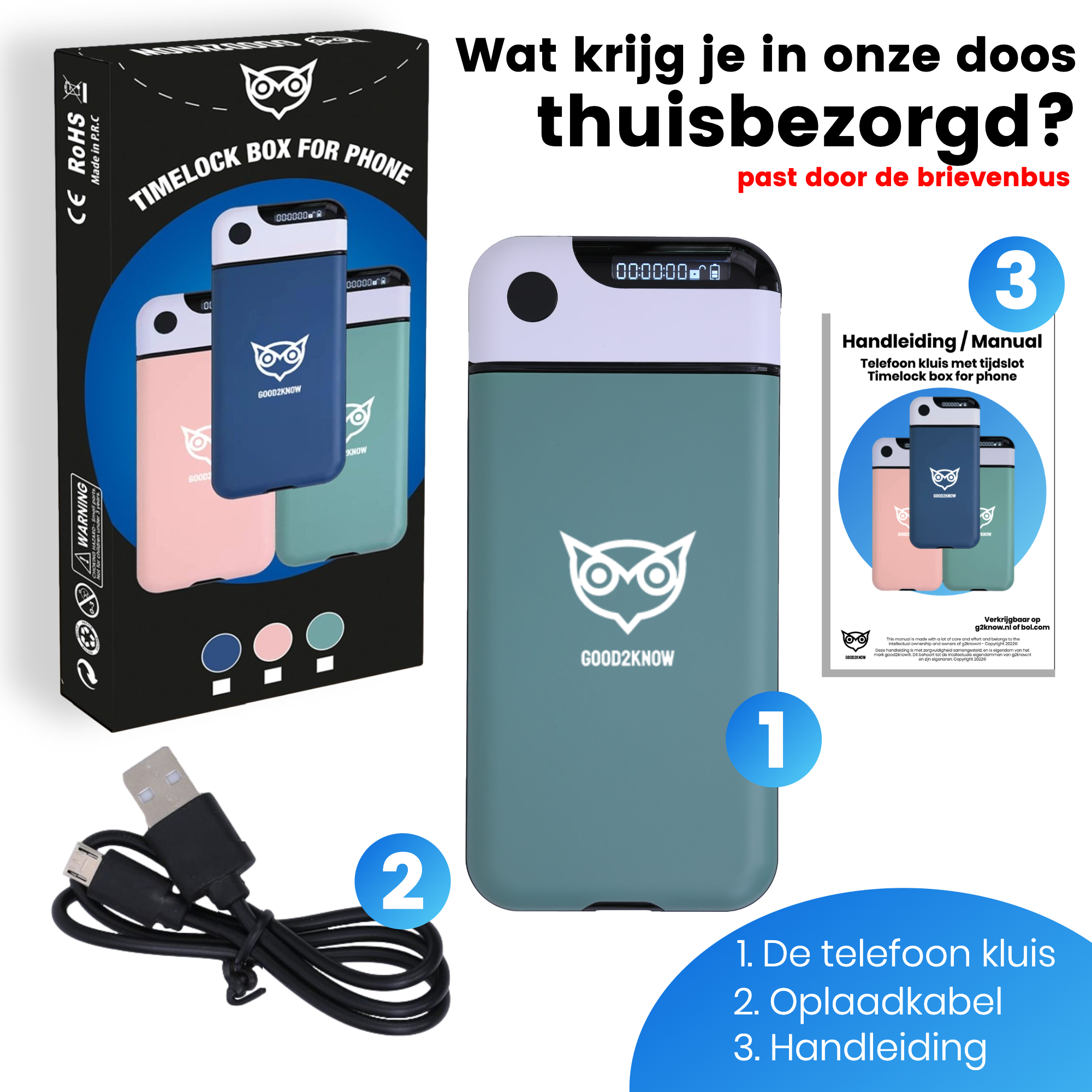 Telefoon Kluis met Tijdslot voor één telefoon - Groen - Timer – Kluis - Kitchen Safe – meer Focus & Zelfdiscipline – studiehulp